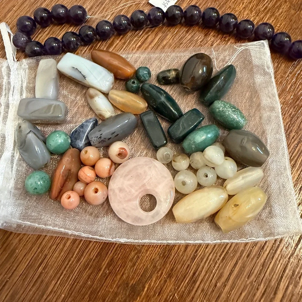 Gemstone Bead Lot | Amethyst Strand + Rose Quartz Donut | Jewelry Making - Picture 3 of 4